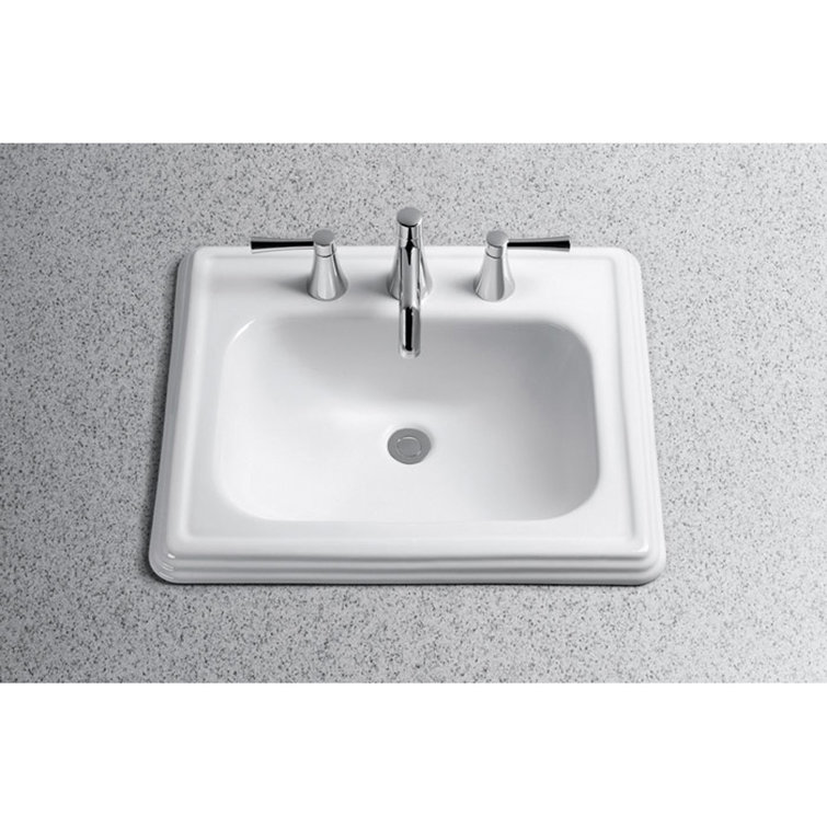 Promenade® Vitreous China Rectangular Drop-in Bathroom Sink with Overflow