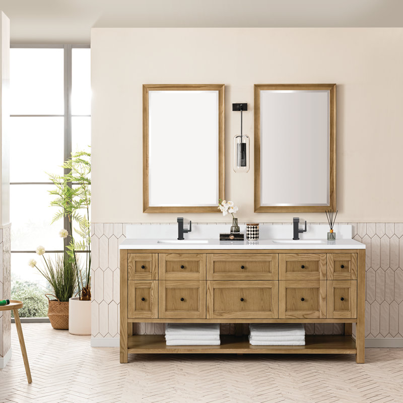 Breckenridge 72'' W Double Vanity, Single-Hole, White Zeus, Light Natural Oak
