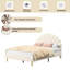Single Bed Frame Kids Bed, Soft Velvet Upholstered Bed With Petal Shaped Adjustable Height Headboard, Platform Bed Frame With Slats, Easy Assembly, (140×200Cm)-817045622