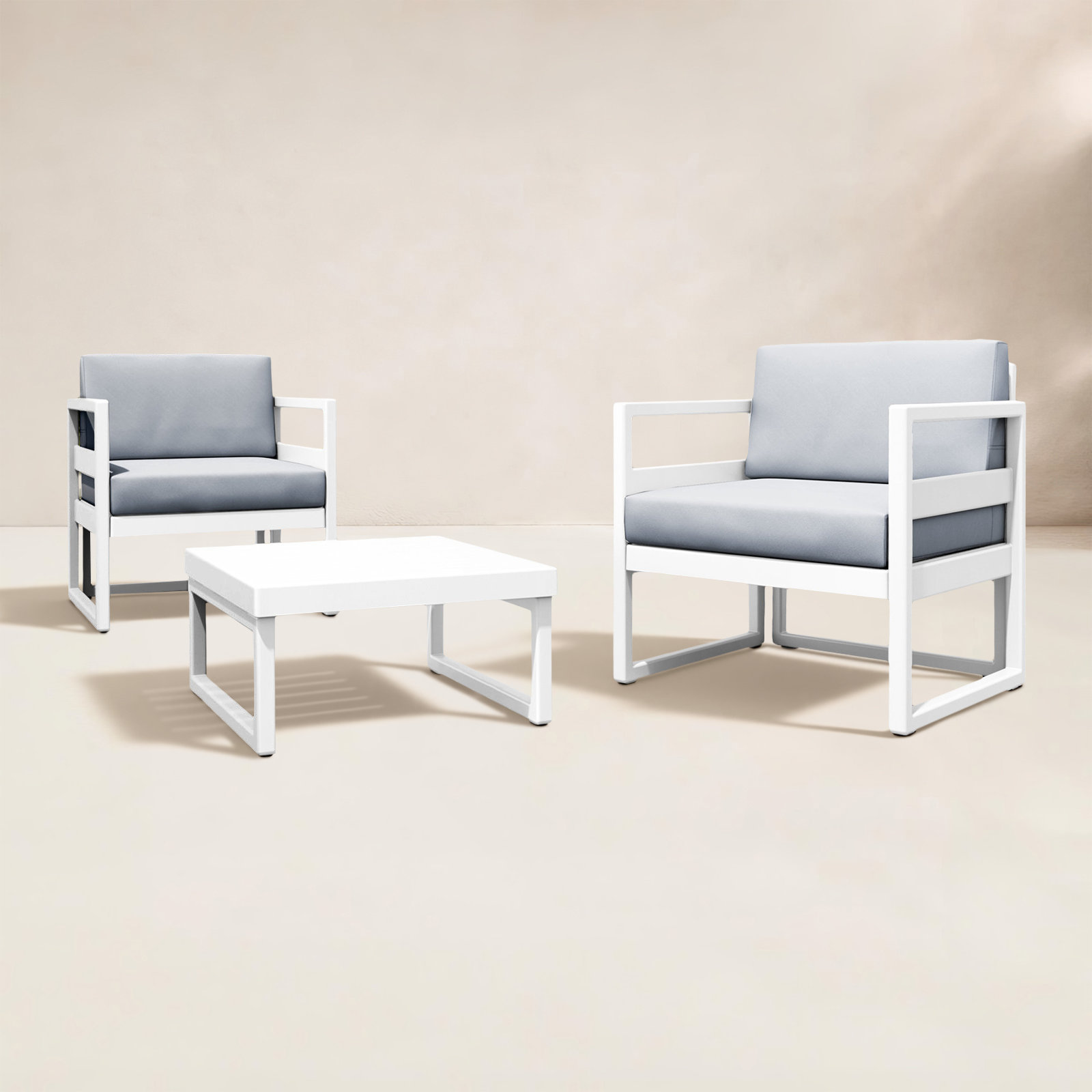 Kalani 2 - Person Patio Conversation Set with Sunbrella® Cushions, Canvas Granite Sunbrella® Canvas, White