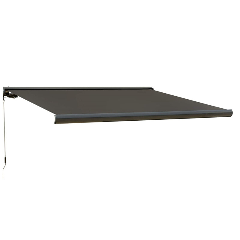 Dakota Fields 300cm W x 250cm D Polyester Grey Cover Retractable Patio Awning