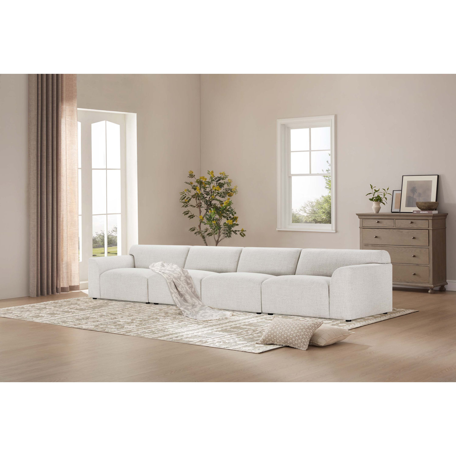 Morell 4-Piece 164" Upholstered Sofa, Nathan Wheat Tweed