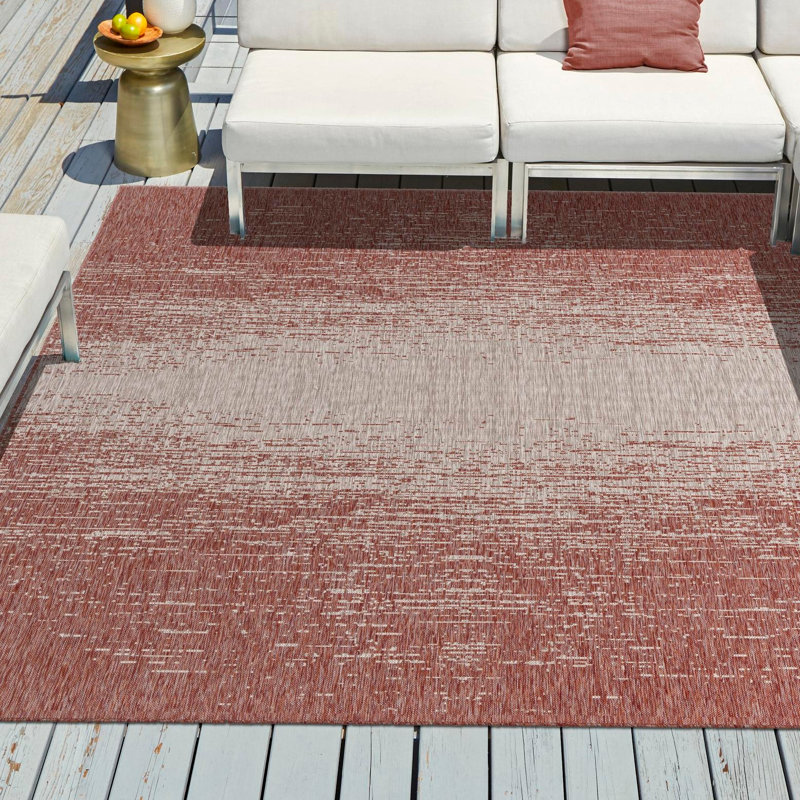 Beedeville Red/Gray Indoor/Outdoor Area Rug, Square 10'8"