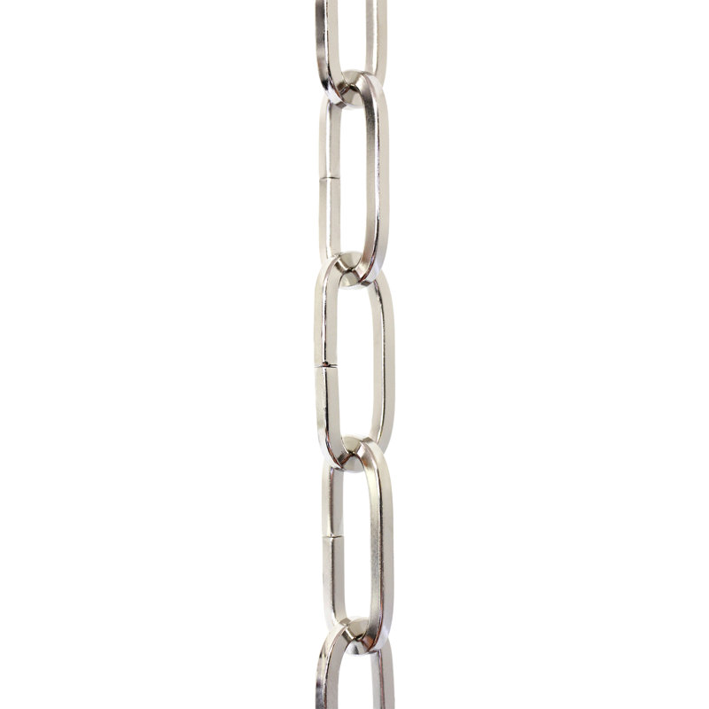 Chaîne de lustre décorative à maillons standard, Nickel poli, 120"H x 0.79"W x 0.16"D