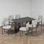 Ensemble de salle à manger pour 6 personnes, table rectangulaire, bois, placage de chêne vieilli, maison de campagne moderne, salle à manger-467847721