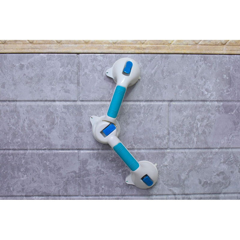 20" Triple Suction Grab Bar With 180 Degree Swiveling Action And Safegrip Bath Handle In Teal Finish