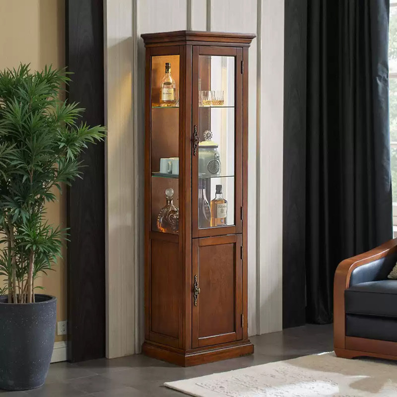 Vintage Corner Display Cabinet, Glass Door & Storage