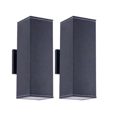 Éclairage mural moderne d'extérieur vers le bas, éclairage de porche carré cylindrique noir mat, lampe murale d'extérieur en verre aluminium imperméable, jardin de patio