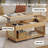 2-in-1 Lift-top Rattan Coffee Table With Wheels, Hidden Compartment And Large Storage Shelf