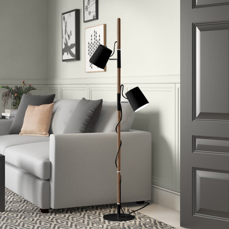 Lampe sur pied à branches 62 "Grondin, Noir mat, Noir mat