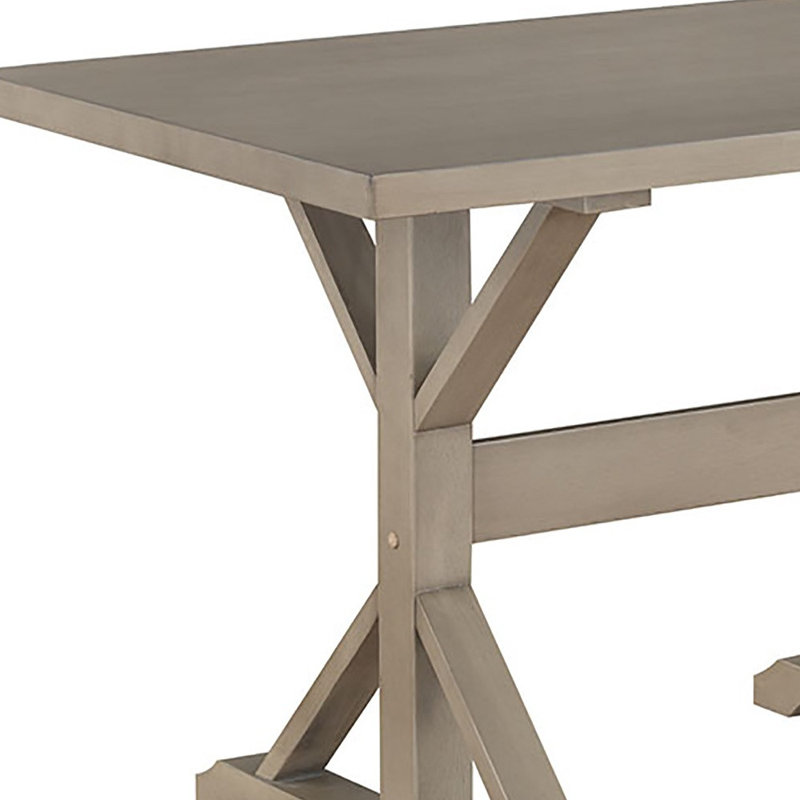 Bureau 48 po en bois massif gris avec tréteaux