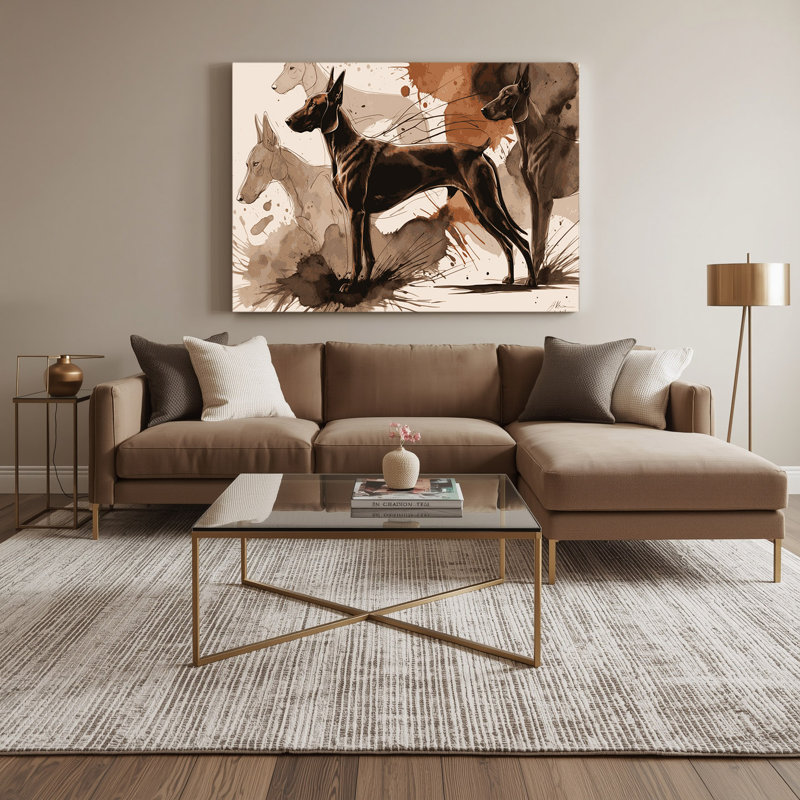 «Dogs Ibizan Hound», art mural sur toile beige, H 12 po x l 18 po