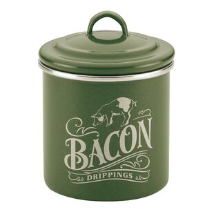 Bacon Grease Saver with Strainer, Bacon Grease Keeper for Bacon Drippings,  Rustic Farmhouse Ceramic Bacon Fat Container with Food-Grade Silicone