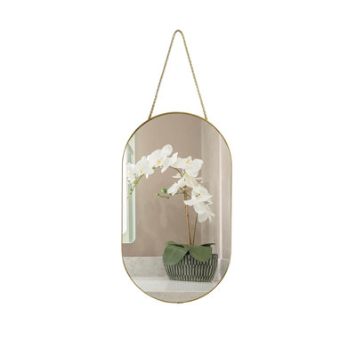 Oval Wall Mirror, Gold, Oval Shape, For Bathrooms And More (16X9.2 Inch)