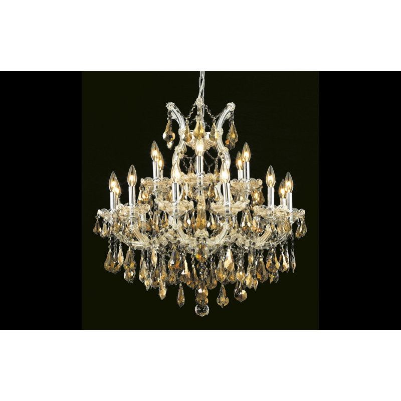 Lustree empire de style bougie 16 lumières avec accents en cristal Trautman, Argent, Chrome