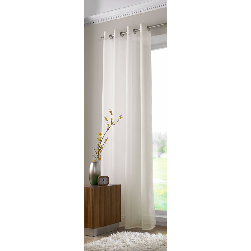 Jamie Eyelet Semi Sheer Curtain, 144cm Width x 228cm Drop, Ivory