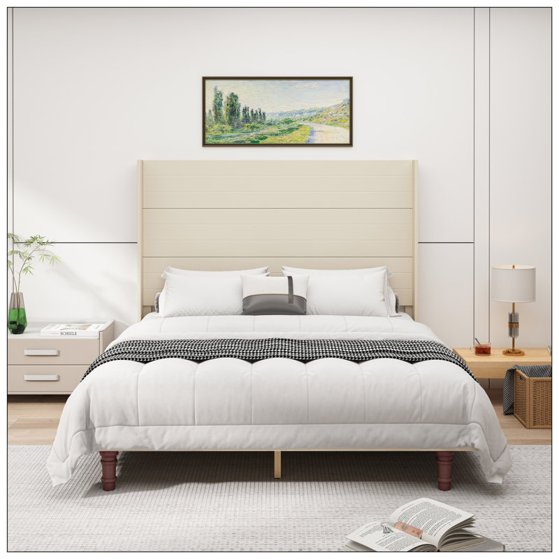 Lit pour chambre à coucher, Beige, Grand