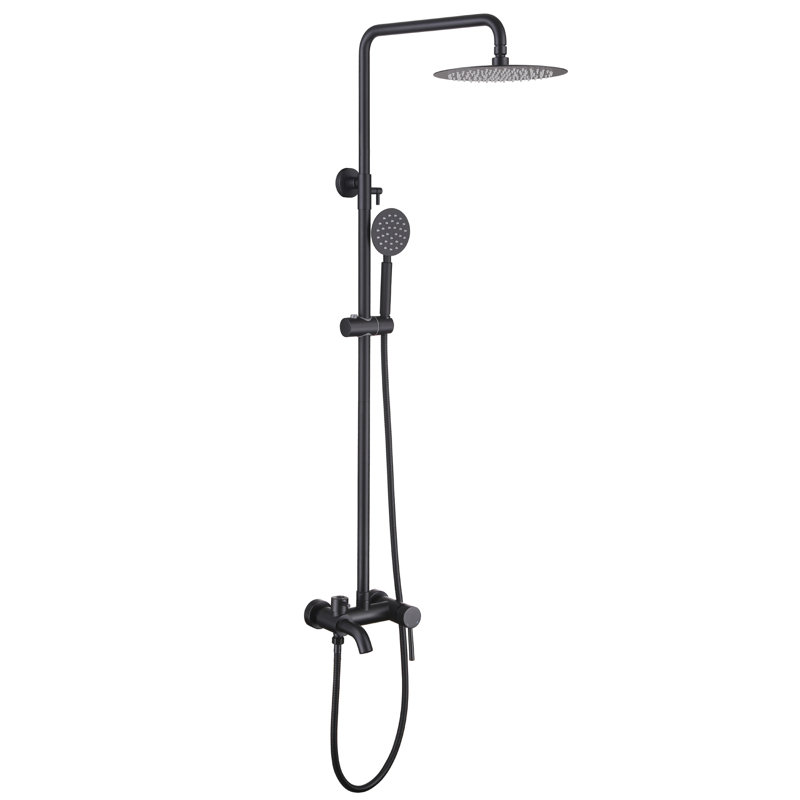 Douche de pluie d'extérieur à hauteur réglable murale moderne 50,3 po avec douchette et douchette