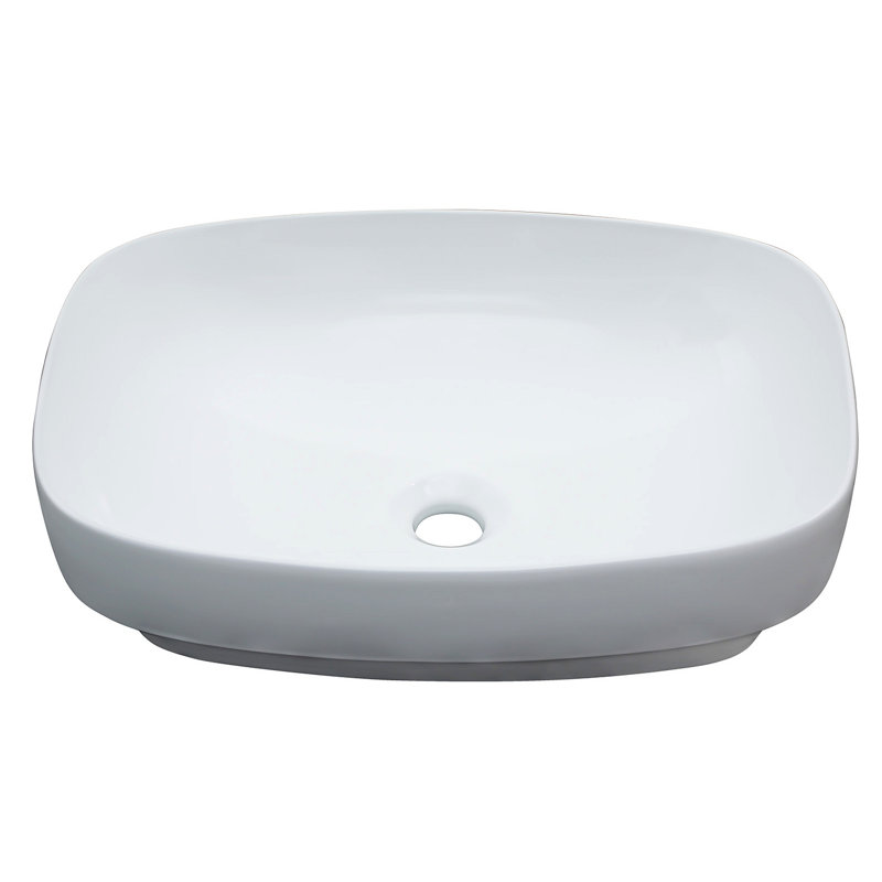 Lavabo de salle de bain semi-encastré en céramique 20 po x 15 po blanc - vasque de comptoir