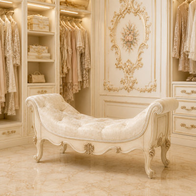 Platine de Royale Tufted Velvet Accent Bench - Champagne