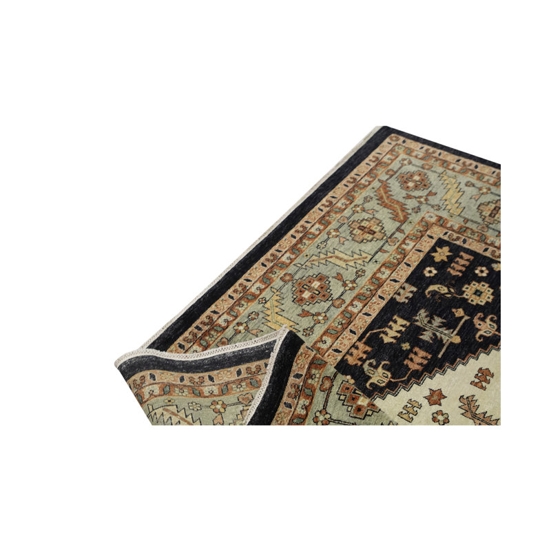 Tapis ivoire et vert noué à la main de haute qualité