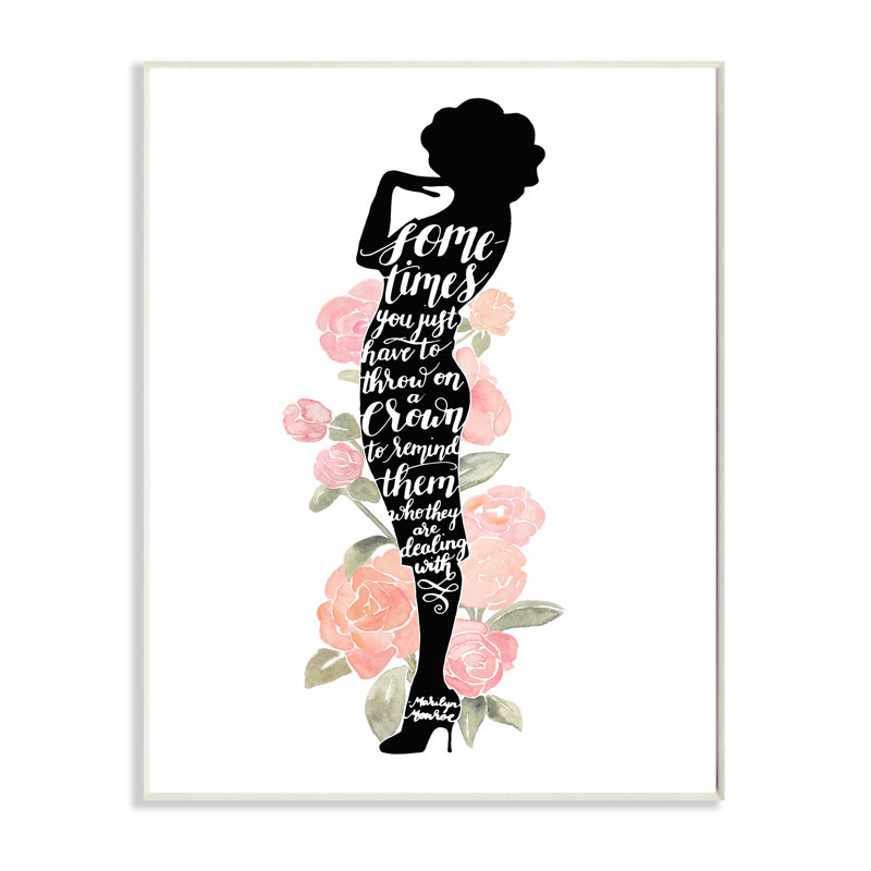 « emblématique silhouette aquarelle roses marilyn », impression, H 15 po x l 10 po, Plaque murale