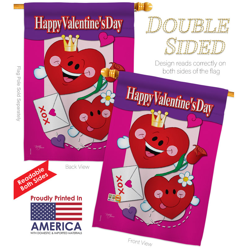 En polyester 40 x 28 po. joyeuse st-valentin ensemble de drapeau