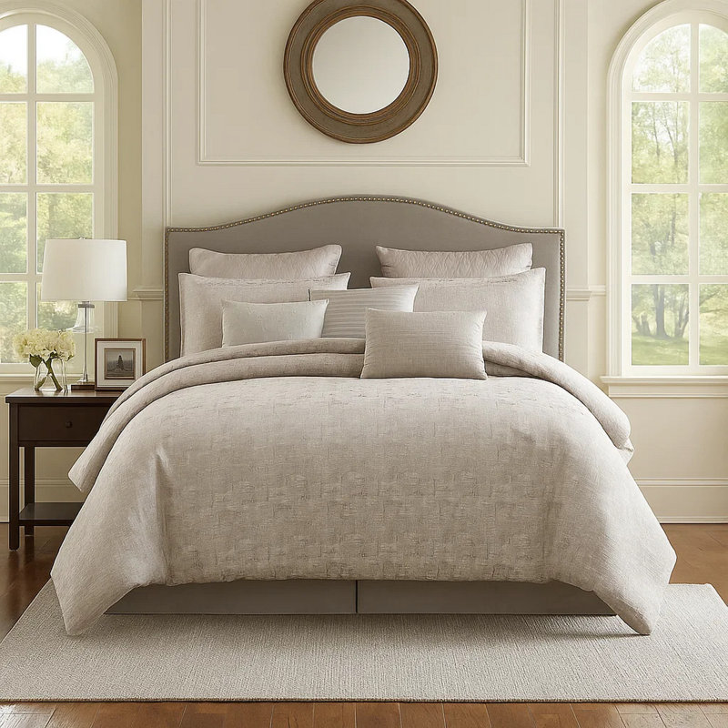 Ensemble d'édredon gris en microfibre, Édredon pour très grand lit + 9 pièces supplém