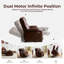 Fauteuil inclinable chauffant et massant à double moteur Grace avec rangement intégré dans les accoudoirs, brun-1485974010