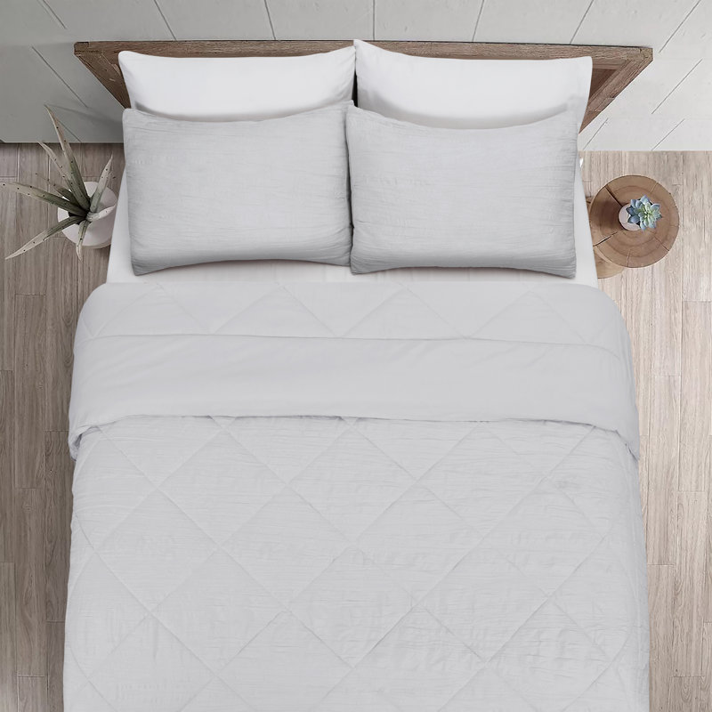 Ensemble d'édredon en microfibre 3 pièces Raneen, gris, Édredon pour très grand lit + 2 très grandes ta
