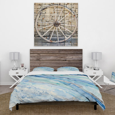 Blue Silver Spring I - Ensemble de housse de couette Modern Lake House - Microfibre de polyester