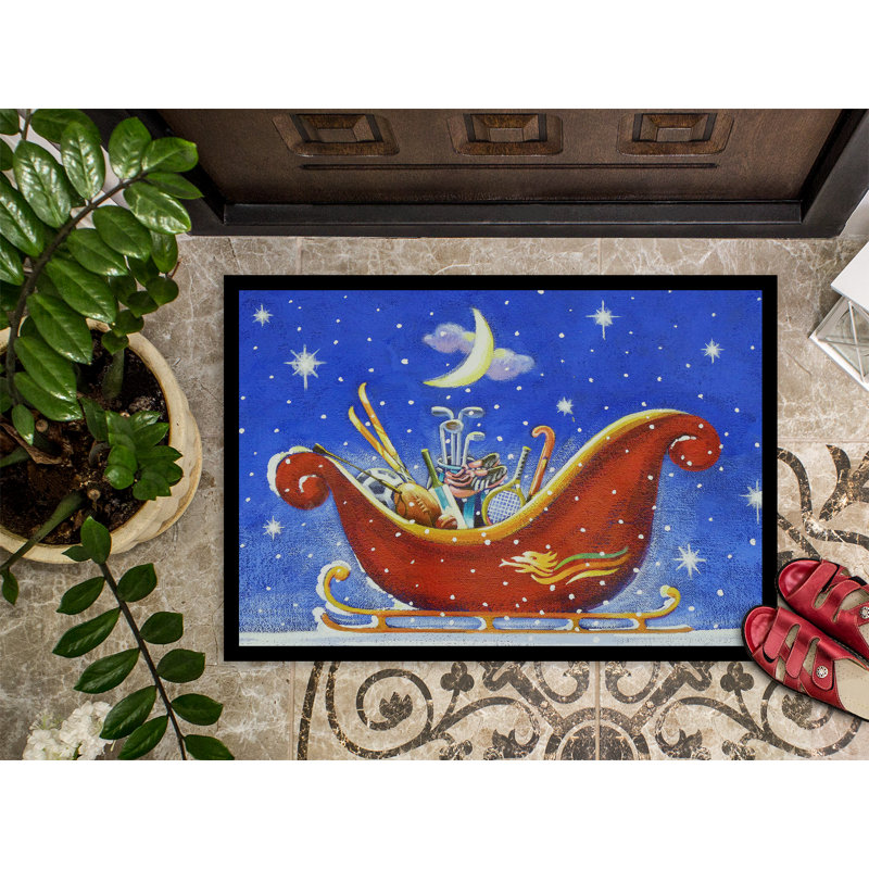 Tapis de porte pour l’extérieur antidérapante de noël anti-père noël, Rectangle 2 pi x 3 pi
