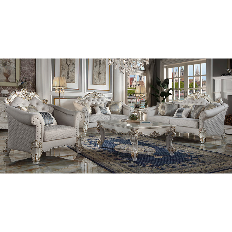 Fauteuil capitonné H 48 po Haskard, Mélange de polyester blanc, Blanc