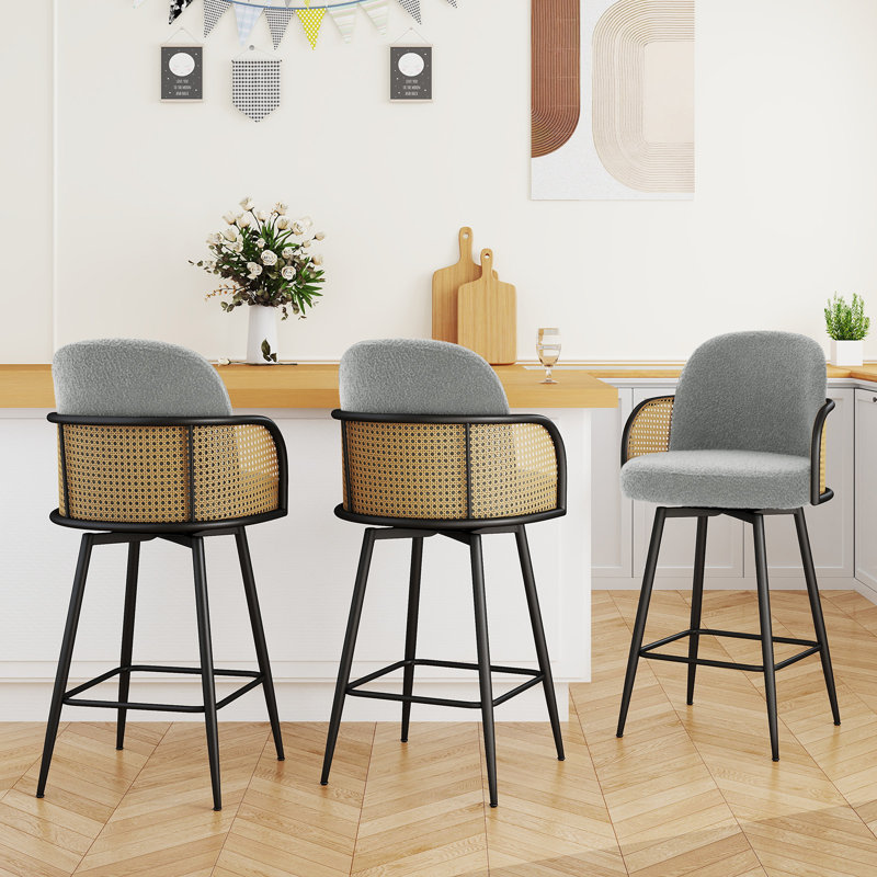 Tabouret de bar rotatif 26 po, Gris, 4