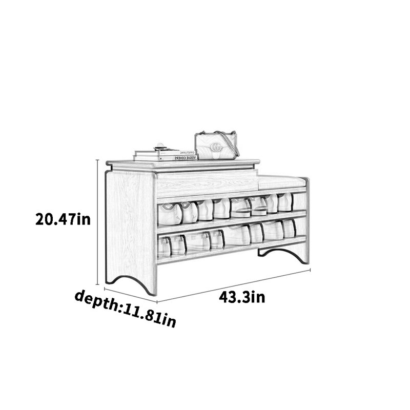 10 Pair Shoe Storage Bench, Brown