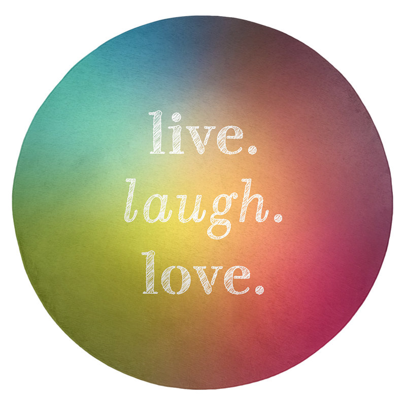Tapis en polyester multicolore love, Rond 5 pi