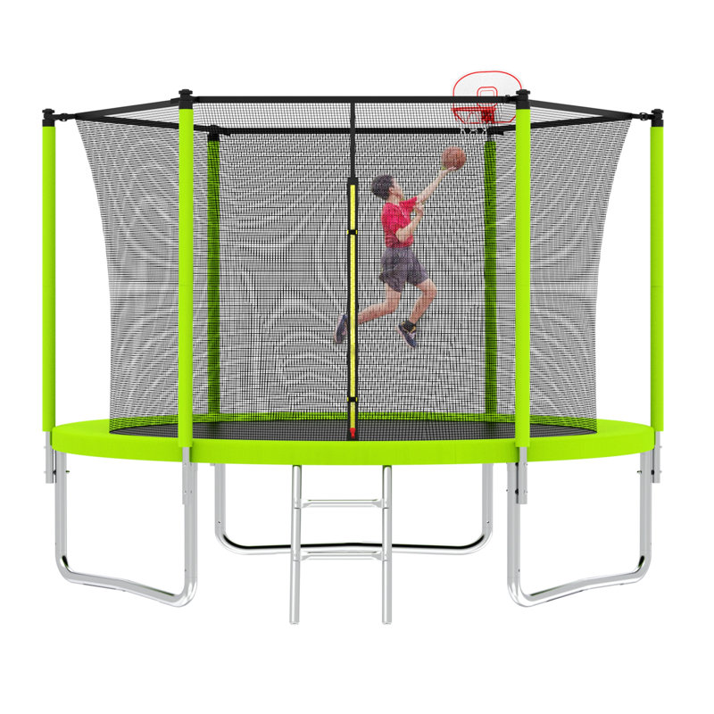 Spacious Design Trampoline Solid Base Structure, Safety Pad For Kid, Green