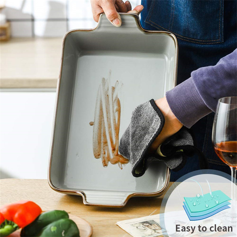 Gray Ceramic 9x13 Rectangular Baking Dish with Handles
