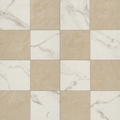 Alme Alvoro 24 in. x 24 in. Matte Marble Look Checkered Porcelain Floor and Wall Tile