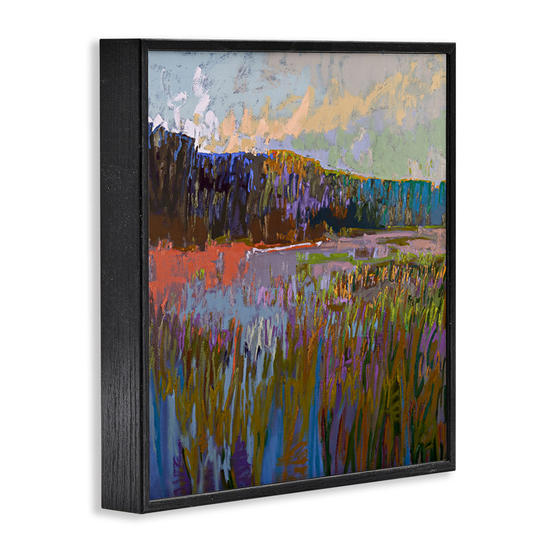 «Streaked Abstract Landscape», estampe numérique de Jane Schmidt, H 17 po x l 17 po, Giclée encadrée noir minuit