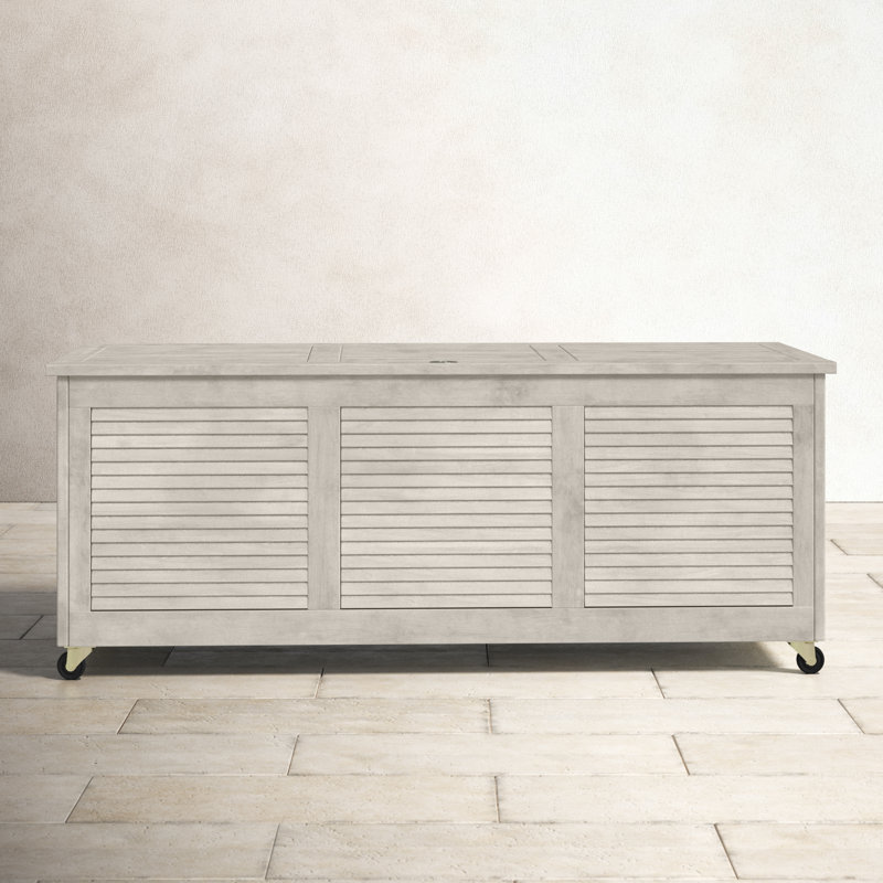 Birch Lane™ Odette 47.2'' W 50 Gallons Solid Wood Eucalyptus Deck Box with Wheels, Gray