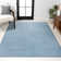 Wolcott Modern Minimalist Pinstripe High-Low Blue/White Rug
