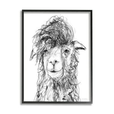 Lama alpaga à poils moelleux, dessin de giclée, art texturé par Kamdon Kreations