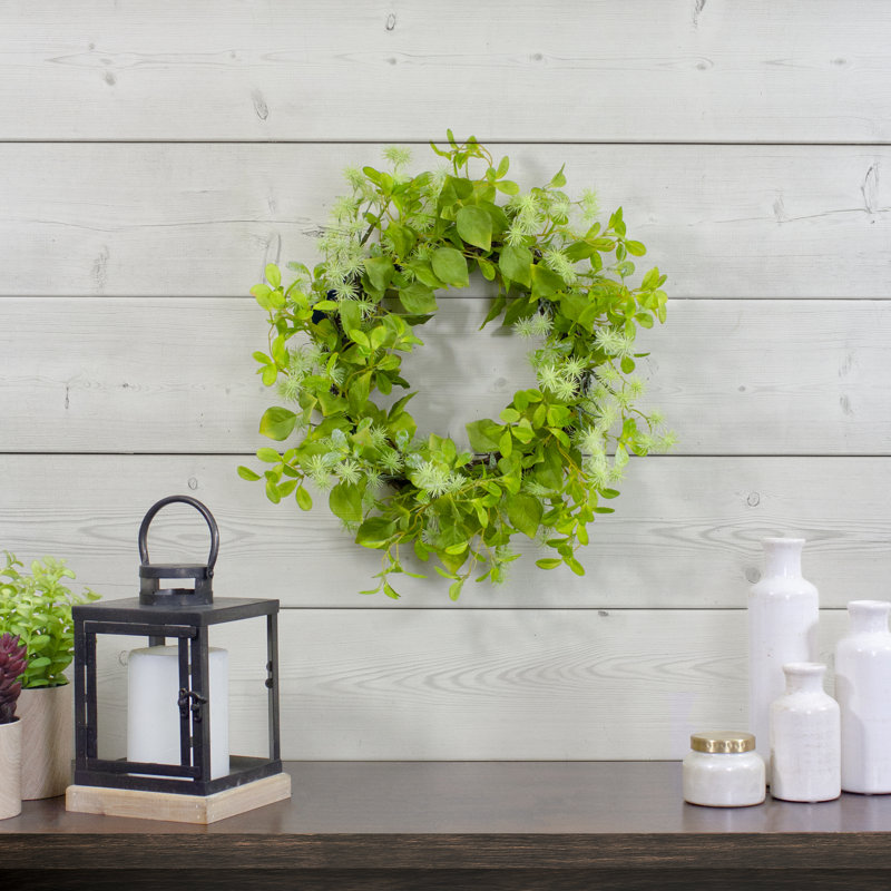 Couronne de printemps florale et à feuillage Jujube - vert 18 po
