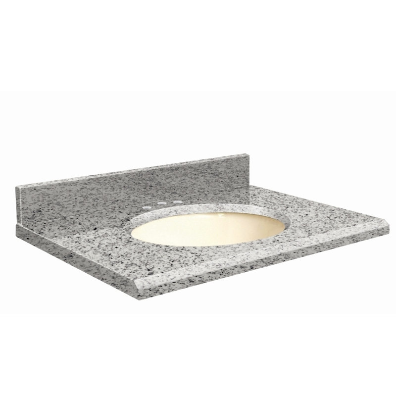 Dessus de salle de bain simple 49 po meuble-lavabo, Blanc, Jaune parfait, Décalé de 8 po