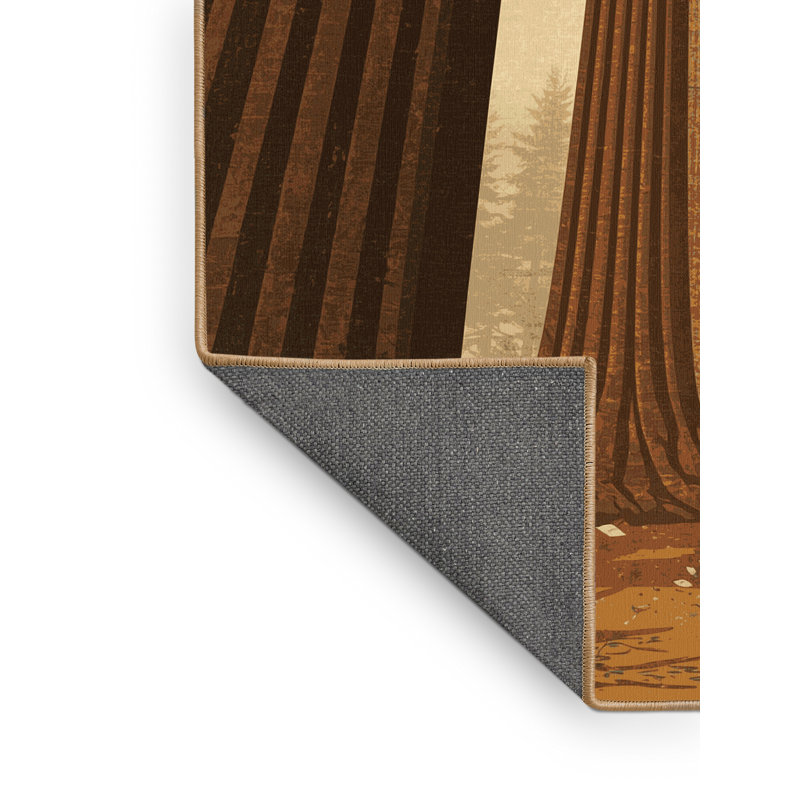 Tapis brun moelleux moelleux au look rustique de style rustique - reliure brun clair, 2 x 5