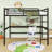 Queen Metal Loft Bed With Desk, Charging Station And LED Lights-1759085819