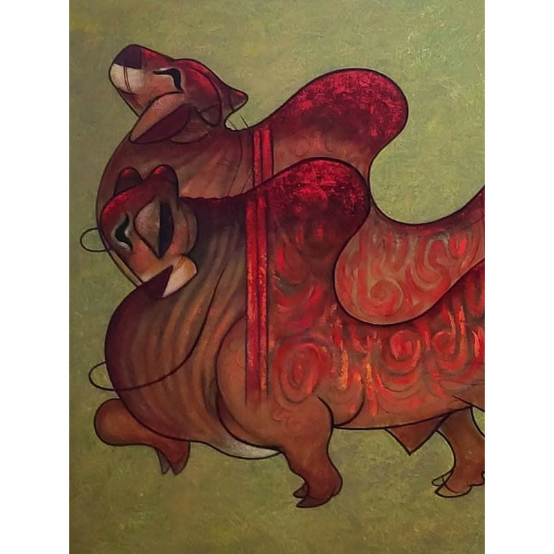 Chariot Bullock | Acrylique sur toile | Par Ramesh Gujar
