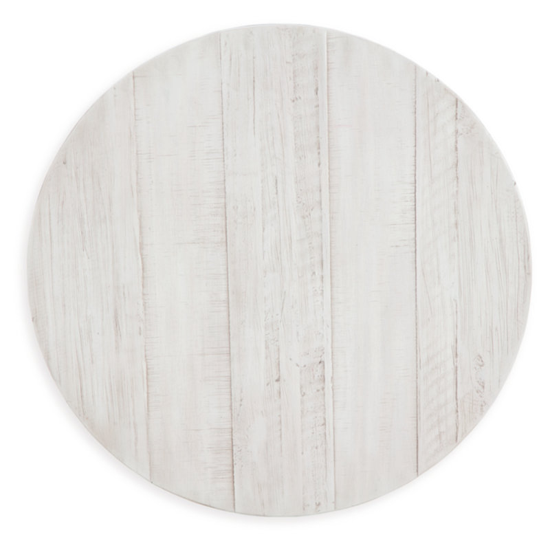 Off-White Round Pine Wood End Table