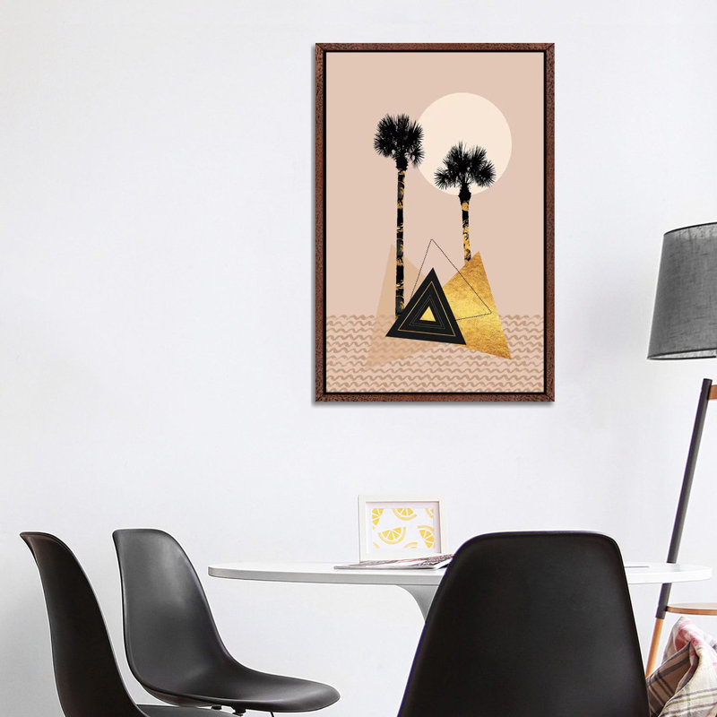 Little Palm Island by Melanie Viola - Print on Canvas, 101.6cm H x 66.04cm W x 3.81cm D, Classic Brown Wood Framed